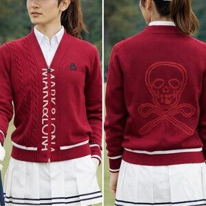 MARK & LONA Tournament Edition Luxury Golf Wear Skull Knit Zip Cardigan Sweater